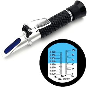 Akvarie hydrometre |   Salinitetsrefraktometer til havvand, marine akvariefisk, 0-100 Ppt & 1.000-1.070 salinitets hydrometer, salinitetstest med automatisk temperaturkompensation (ATC)