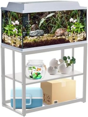 Akvarieborde |   Akenow 4 Gallon Hvid Fisketank Stativ, Metal Akvarium Stativ Dobbelt Lag Med Opbevaring 36,4″ X 18,5″ X 29,1″ Passer Til Akvarium, Skildpadde Tank/Reptil Terrarier