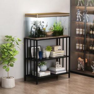 Akvarieborde |   Fishtank stativ med metalhylder, 4 gallon akvarium stativ, tungt turtles tank terrarier stativ, reptil tank stativ til hjemmekontor, 36,6″ x 18,5″ x 29,5″ (sort)