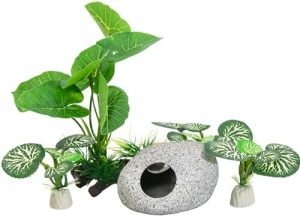 Akvariedekoration |   Akvarieplanter Fisketank Dekorationer 6,6 Tommer Plast Kunstig Plante Guldfisk Sten Hule Betta Fisk Gemmesteder/Reststeder