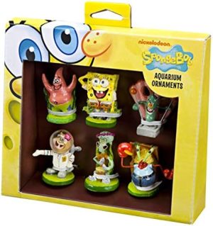 Akvariedekoration |   Officielt Licenseret Spongebob 6 Delers Mini Akvarie Ornament Sæt â Fantastisk Til Saltvand Og Sødvand Akvarier