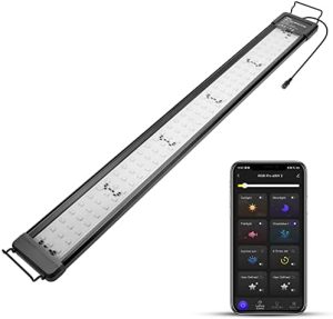 Akvarielamper |   50W Smart Akvarielampe, Bluetooth LED Lys Med App Kontrol, Fuld Spektrum Fishtank Lys Med 24/7 Belysningscyklus, 5 Tilstande, Justerbar Timer, Til 36″-42″ Sødvandsplanteakvarium