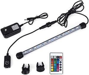 Akvarielamper |   8 i Submersible LED Akvarielampe, 1,2W Farveskiftende Fishtanklampe med Fjernbetjening, IP68 Krystalglas 9 LED Lysbar, til Fishtank 10-15 Tommer