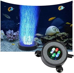 Akvarielamper |   Led Akvarium Luftsten Fisketank Bubbler Lys Luftsten Diffuser Dekorationslampe med Sugekop Farverig Baggrundsbelysning (2,2 Tommer Lysdisk (Ingen Fjernbetjening))