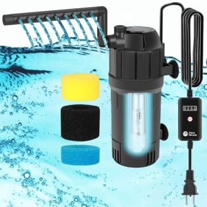 Akvariepumper og filtre |   Akvariefilter til grønt vand, U-V fisketankfilterpumpe med timer (4/8/12/24 timer), dualtilstand (aeration/regnvejr) fiskefilter til 10-40 gallons tanke, justerbar gennemstrømning og retning.