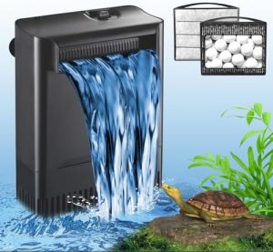 Akvariepumper og filtre |   Skildpadde Tankfilter Akvariefilter Strømjusterbart 30-55 Gal. 290Gph Stort Intern Filter 3-trins Vandfald Bio-Filtrering Lavt Vandstand Til Sødvand Saltvand Fisketank Reptil Reje Frø