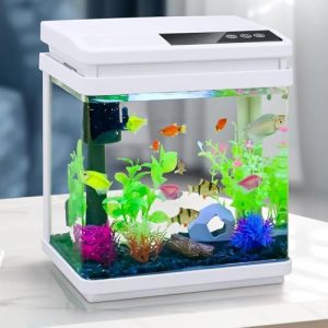 Akvarier og fiskeskåle |   1,5 Gallon Begynder Betta Fisk Tank Akvarium Kit Intelligent Tidsindstillet Nedlukning, Syv LED Lygter, Justerbar Lysstyrke, Høj-Transparens Glas, Effektiv Filtrering