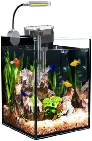 Akvarier og fiskeskåle |   1,5 Gallon Fisketank Startpakker, Nano Glas Akvarium Med Filter, LED Lys Til Aquascape DIY Lille Betta Fisketank