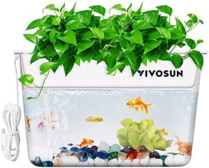 Akvarier og fiskeskåle |   3-gallon akvaponisk fiske tank, hydroponisk rengøringstank til ferskvandsfisk til at fodre planter og planter renser tank, ekstra termostat, flowpumpe og keramsit inkluderet