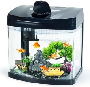 Akvarier og fiskeskåle |   3 Gallon Glasakvarium Startpakke Med Flip-Top Foderport Til Betta Fisk: Krystalklar 360Â° Udsigt, Ãko-Cycle Filtrering, Luftpumpe Og LED Belysning