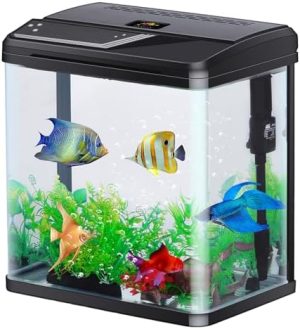 Akvarier og fiskeskåle |   4 Gallon Akvarium Startpakke Lille Glas Betta Fisketank Desktop Mini Fiskeskål Til Rejer Guldfisk Med Filterpumpe LED Lys