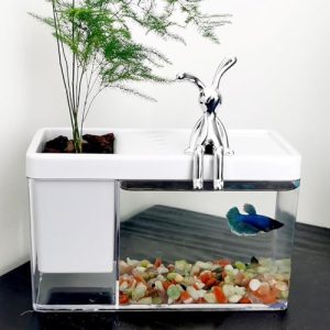 Akvarier og fiskeskåle |   Målrettet Mini Betta Akvarium, Kontor Desktop Lille Akvarium, 0,2 Gallon Plast Akvarium, Penneholder Opbevaring Akvarium – Skab Forskellige Desktop Landskaber