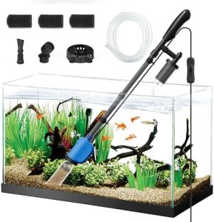 Akvarierensere |   32 W Elektrisk Akvariegrusrenser, 6 i 1 Multifunktionel Automatisk Fisketank Grusrenser Støvsuger til Vask af Sand & Vandudskifter, Justerbar Filtrationscirkulation til 10-200 Gallon Tank