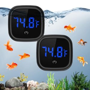 Akvarietermometre |   2-pak Digital Akvarietermometer, Digitalt LED Fisketank Termometer med Berøringsknapper, Høj Præcision Klæbende Tank Termometer, Temperaturinterval på 0â-60â, Til Fisk, Axolotl, Skildpadde, Vandlevende, Sort