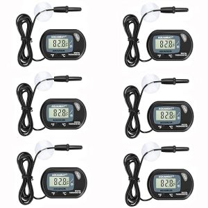 Akvarietermometre |   Akvarietermometer, Reptiltermometer, Fisketankstermometer, Digitalt termometer, Terrarievandtemperaturmåler, Med stort LCD-display (6 pakke)