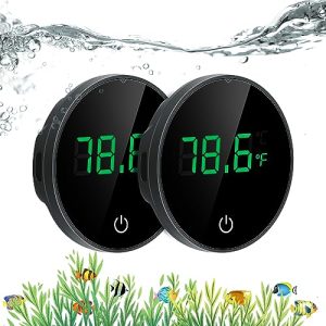 Akvarietermometre |   Akvariumstermometer, 2-pak genopladeligt fisketankstermometer, LED berøringsdisplay, â/â skiftbar, præcis klæbende tanktemperatursensor ideel til akvarier, glasbeholdere