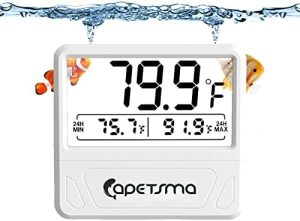 Akvarietermometre |   Digitalt Akvarietermometer, Fishtank Termometer Registrerer Den Højeste & Laveste Temperatur På 24 Timer, Præcist Temperaturmåler Til Fishtank, Stort LCD Skærm, C/F Skift.