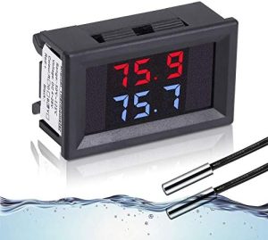 Akvarietermometre |   Icstation Digitalt Termometer, Bil Auto Temperaturmåler Sensor, Dc 4-28V Fahrenheit Dobbelt Display, Monitor Med 2 NTC Vandtætte Prober Til Akvarium Køretøj Fisketank