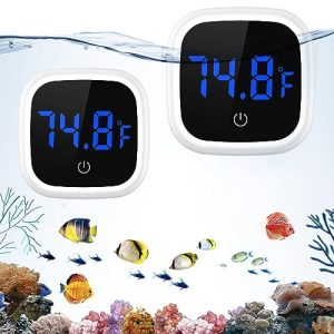 Akvarietermometre |   Ny Version Akvarietermometer, 2 Pakke Trådløst Digitalt Fishtank Termometer, Stort LED HD Display, Â±0,18Â°F Høj Præcision, Fahrenheit Beholder Temperaturmåling Til Fisk, Axolotl, Skildpadde