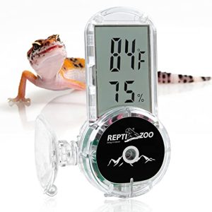 Akvarietermometre |   Opgraderet reptil terrarium termometer hygrometer, digital kæledyr temperatur- og fugtighedsmåler med sugekop til reptilopdrætskasse, 4-sidet montering.