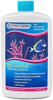 Akvarievandbehandlinger |   Drtim’s Aquatics Re-Fresh til Saltvandsakvarier â 1% Naturlig Akvariesanitet & Revitaliserende Betingelsesløsning Frisk, Krystalklar, Funklende Vand – 16Oz