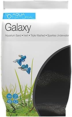 Akvariumsubstrat |   Aqua Natural Galaxy Sand 2Lb Substrat til Aquascaping, Akvarier, Vivarier og Terrarier, Sort