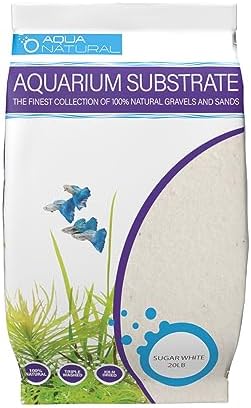 Akvariumsubstrat |   Aqua Natural Sukker Hvid Sand 2Lb Substrat til Aquascaping, Akvarier, Vivariums og Terrarier