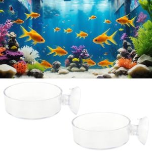 Automatiske fodermaskiner |   2 Pakke 6Mm Akvarie Reje Foder Skål Med Sugekop, Rund Klar Fishtank Madskål Beholder, Foder Skål, Forhindrer Mad Spild