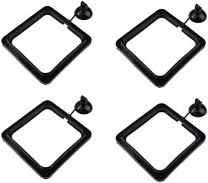 Automatiske fodermaskiner |   4-pack akvariefisk fodringsring flydende madfoder, firkantet form med sugekop, sort