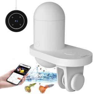 Automatiske fodermaskiner |   Automatisk Fiskefoder Til Akvarium, Wifi Intelligent Fiskefodermaskine Med App, Visuelt Fiskefoder Feriefoder Med 2K HD Kamera, Timer Automatisk Fiskefoder Til Fisketanke, Akvarier & Damme