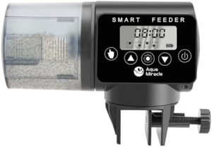 Automatiske fodermaskiner |   ProgrammÃ©rbar automatisk fiskefoder til akvarium, fiskefoder timer, fiskefoder feriefoder, automatisk fiskefoder med digital skærm, til granulat, flager, pellets og strimler, volumen justerbar.