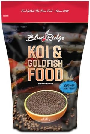 Mad |   Blue Ridge Koi Fiskefoder 2Lb – Koi Foder Mini Vækstformel Guldfiskefoder, Premium Fiskefoder Til Damme, Fiskefoder Til Damme, Koi Foder Efterår Og Vinter Fiskefoder, Flydende Dam Pellets Fiskefoder