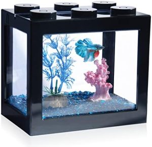 Akvarier og fiskeskåle |   Lille Betta Fisk Tank, Stabelbar Mini Fisk Tank Akvarium Kit, 3/5 Gallon Rektangulær Fiskeskål Med Akvariegrus Dekoration, Lille Kube Tank Til Tangbolde Havaber.